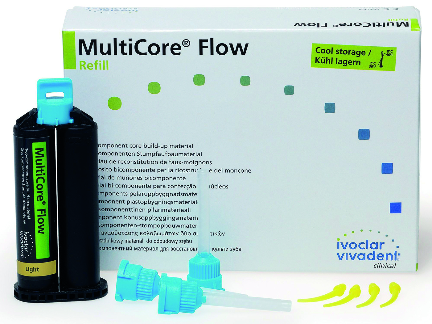 Array - Multicore Flow Ivoclar colore light A1/B1 cartuccia da 50g + puntali