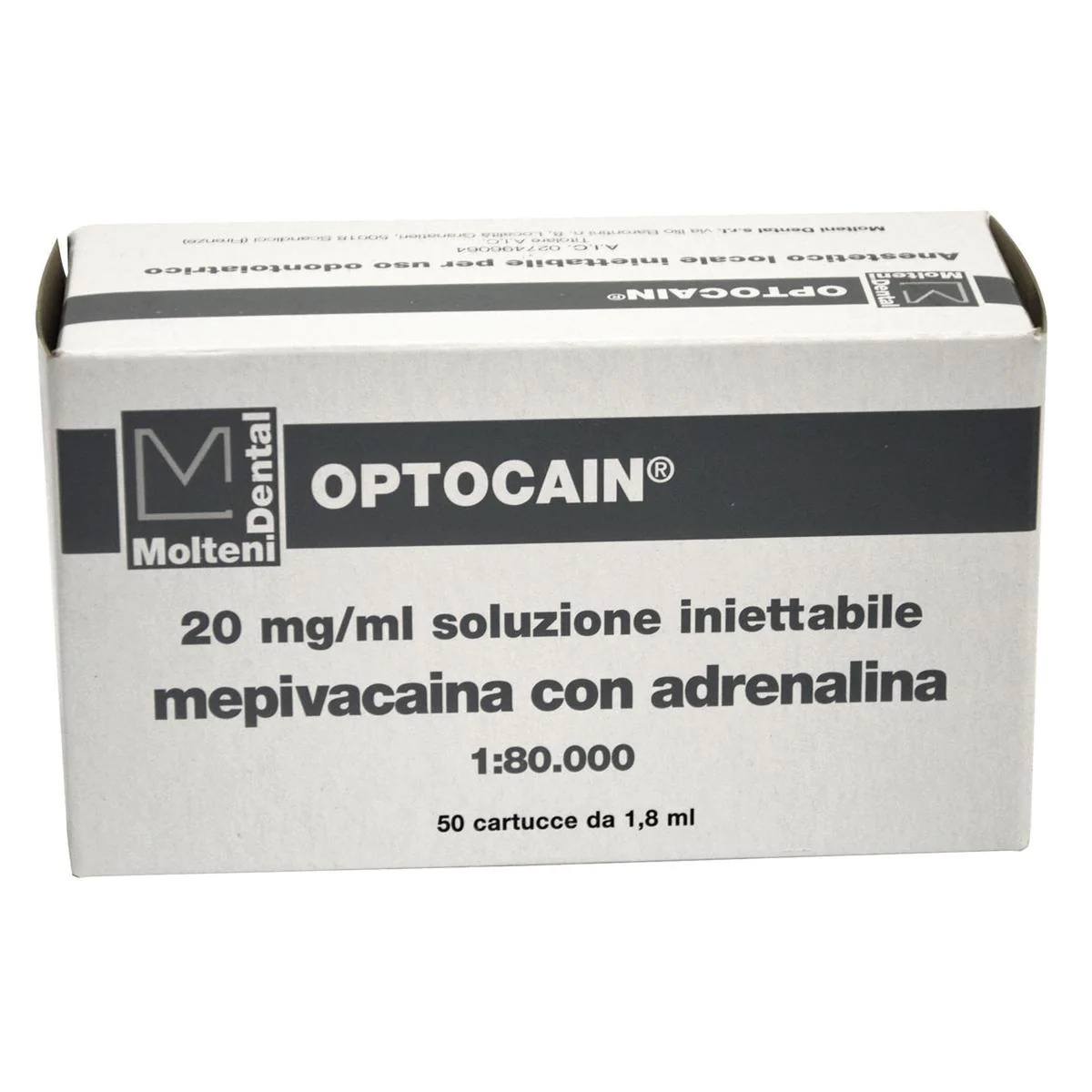 Optocain Molteni 2%  con adrenalina X 50 tubofiale 1:80.000
