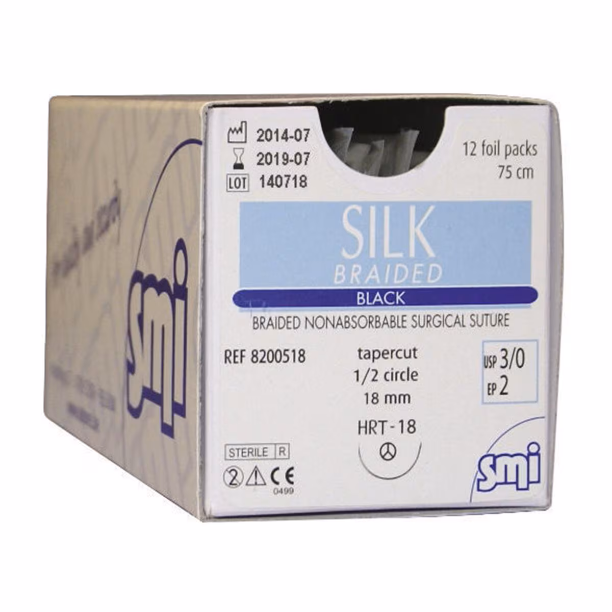SUTURE SETA - DORSO TAGLIENTE 3/8 DI CERCHIO - 12 PZ AGO DS 19 mm - CALIBRO 4/0-EP 1,5-Filo 75 cm Suture - SUTURE SETA - DORSO TAGLIENTE 3/8 DI CERCHIO - 12 PZ AGO DS 19 mm - CALIBRO 4/0-EP 1,5-Filo 75 cm