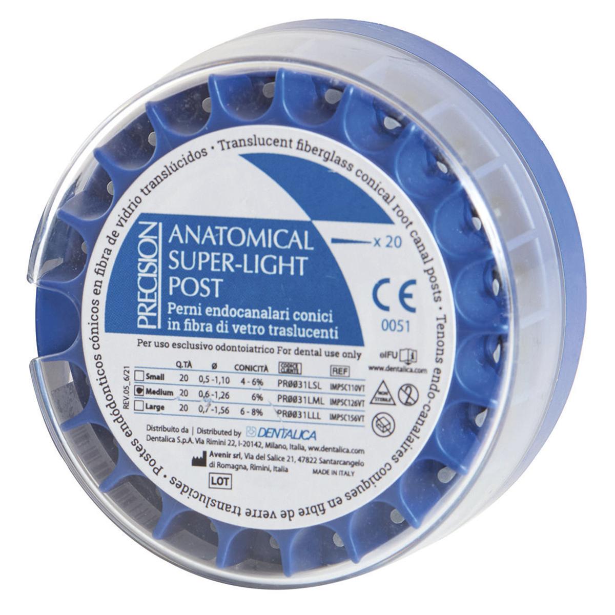 ANATOMICAL SUPER-LIGHT POST 20 PERNI Large conicità 6/8% - Ø min/max mm 0,7/2,2 ANATOMICAL SUPER-LIGHT POST 20 PERNI Large conicità 6/8% - Ø min/max mm 0,7/2,2