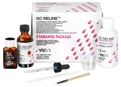 GC RELINE Kit: polvere 80 g, liquido 50 ml e bonding agent 15 g Resine E Corone - GC RELINE Kit: polvere 80 g, liquido 50 ml e bonding agent 15 g