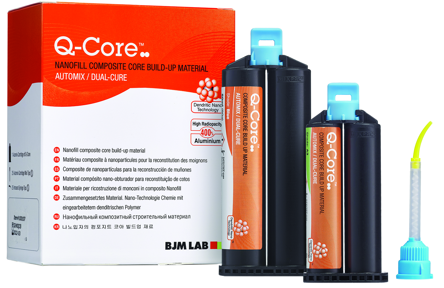Q-CORE CARTUCCIA Colore A3 - 50 ml (100 g) + 50 puntali/ intraorali Q-CORE CARTUCCIA Colore A3 - 50 ml (100 g) + 50 puntali/ intraorali