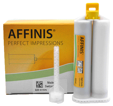 AFFINIS RIBASANTI IN CARTUCCE (PER MISCELAZIONE MANUALE) Light Body - Bassa viscosità - confezione: 2 x 50 ml cad. + 12 puntali trasparenti AFFINIS RIBASANTI IN CARTUCCE (PER MISCELAZIONE MANUALE) Light Body - Bassa viscosità - confezione: 2 x 50 ml cad. + 12 puntali trasparenti