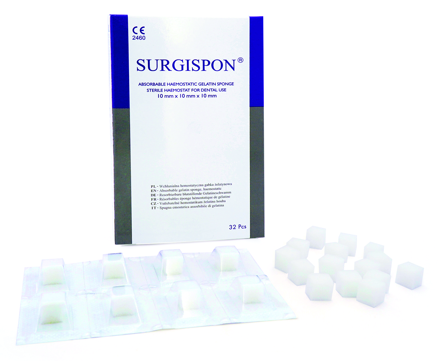 SURGISPON Blisters da 32 pz. singoli (mm 10 x 10 x 10) SURGISPON Blisters da 32 pz. singoli (mm 10 x 10 x 10)