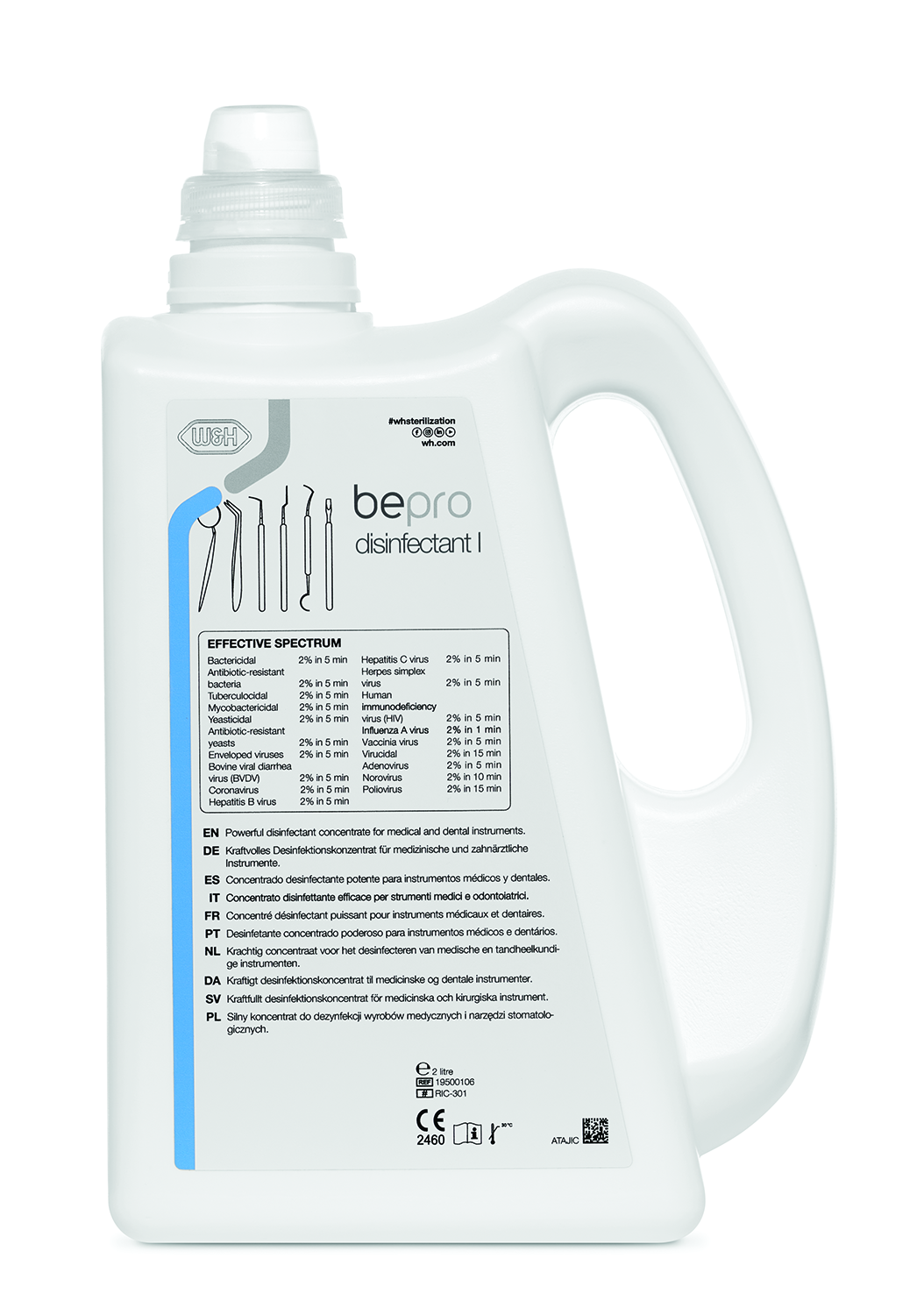 BEPRO DISINFECTANT I Flacone da 2 litri con tappo dosatore da 20 ml Disinfezione impronte - BEPRO DISINFECTANT I Flacone da 2 litri con tappo dosatore da 20 ml