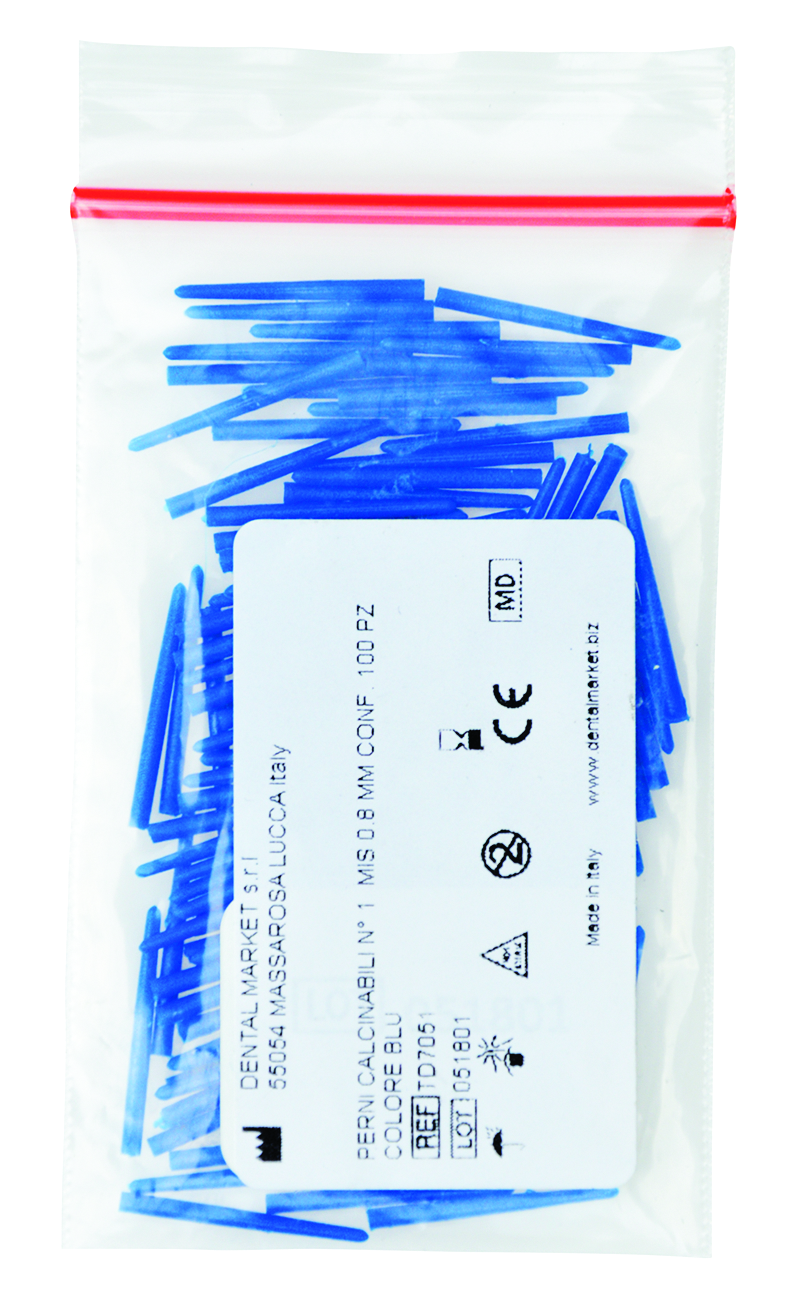 PERNI CALCINABILI Misura 1 - Ø 0,8 mm - blu Conservativa - PERNI CALCINABILI Misura 1 - Ø 0,8 mm - blu