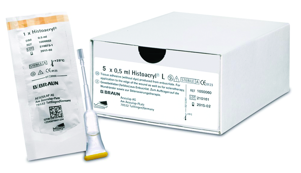HISTOACRYL INCOLORE Confezione: 5 ampolle monopaziente da 0,5 ml cad. (2,5 ml) HISTOACRYL INCOLORE Confezione: 5 ampolle monopaziente da 0,5 ml cad. (2,5 ml)