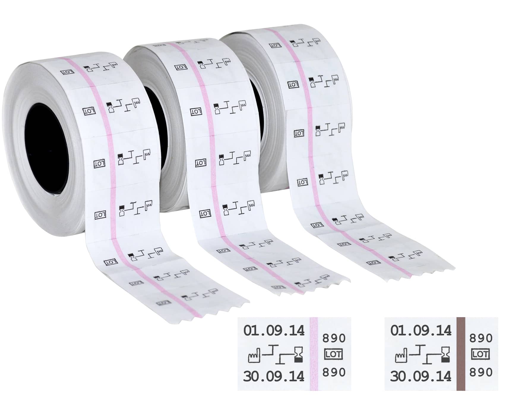 Etichetta per Sterillizzazione  2 linee,con indicatore,26x16mm,rot.(500) x 3 rotoli